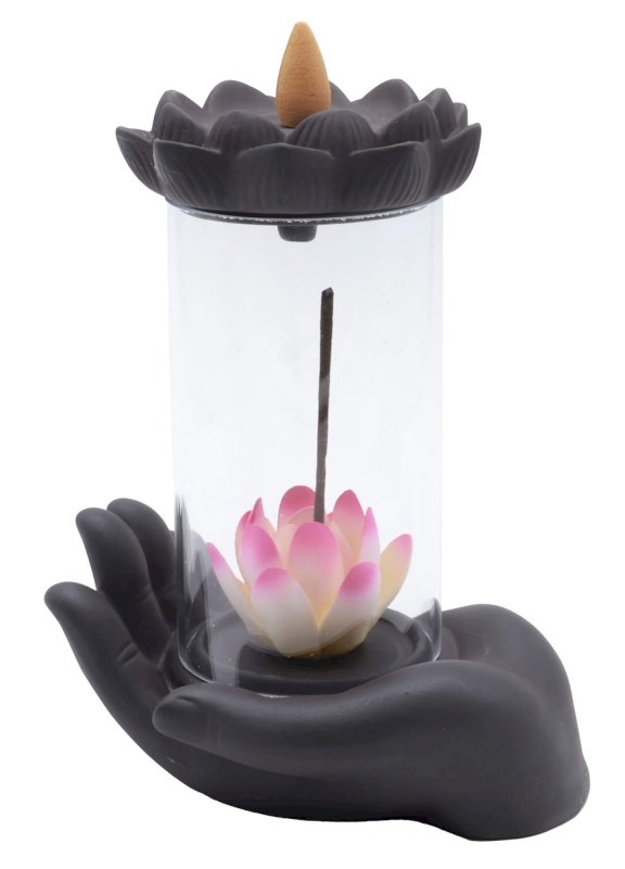 Porte-Encens Backflow Bouteille Lotus 20cm