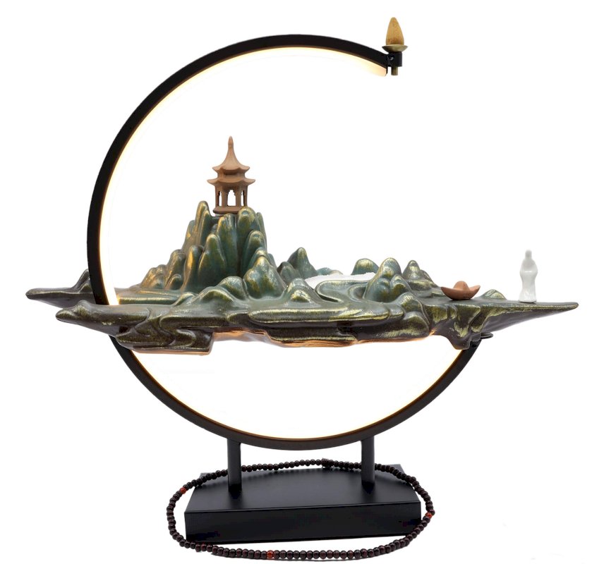 Porte-Encens Backflow Montagne de Méditation LED 45cm