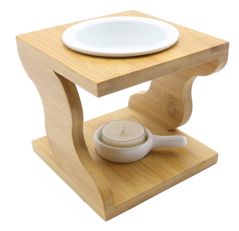 Brûleur Huile Céramique & Bois Stylisé 12cm