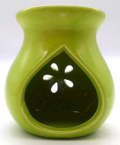 Brûleur Huile Céramique Ajouré Vert 9cm