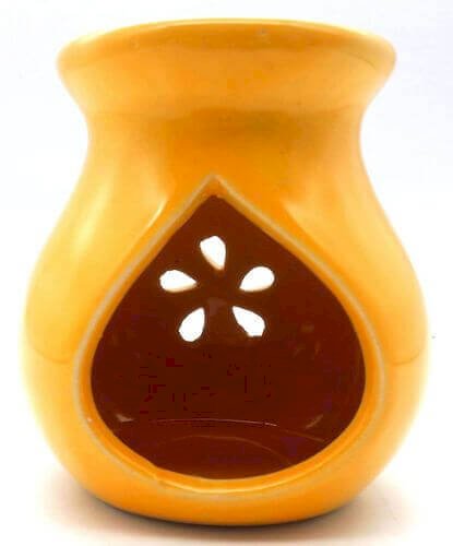 Brûleur Huile Céramique Ajouré Jaune 9cm