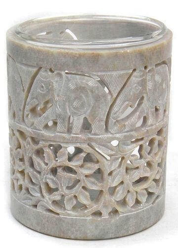 Brûleur Huile Pierre Ajouré Mini Eléphants 11cm