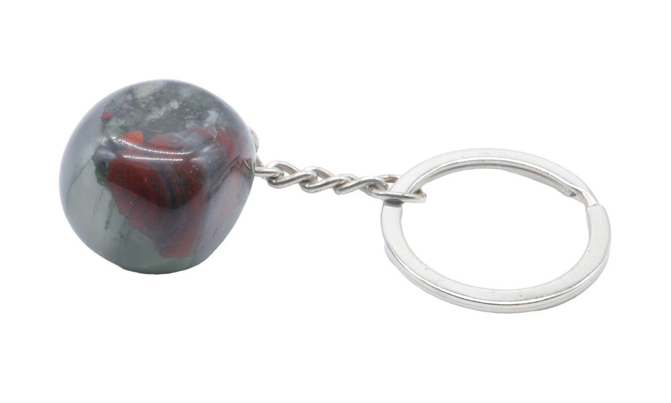 Porte-Clés Jaspe Héliotrope Africaine roulée 3cm