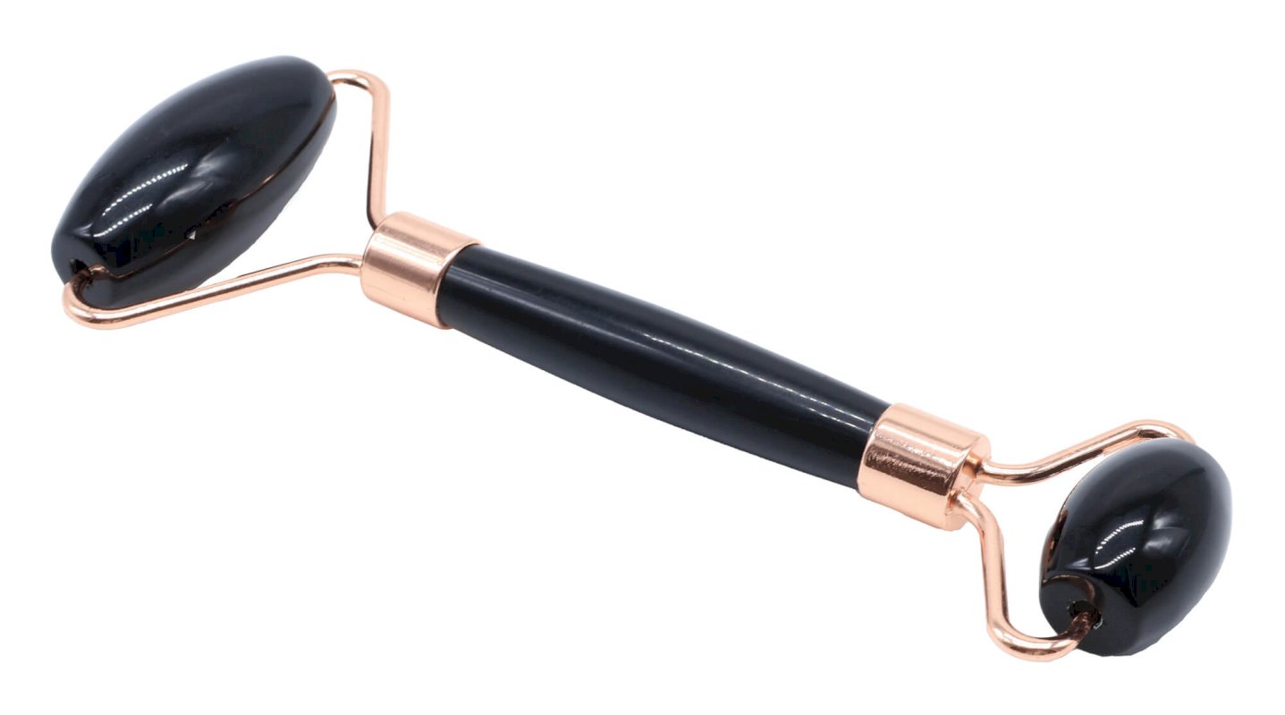 Double Rouleau de Massage Obsidienne Noire
