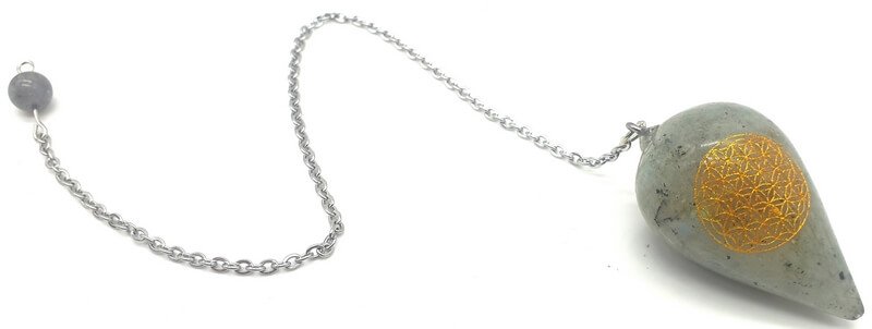 Pendule Gravé Fleur de Vie 4cm - Labradorite