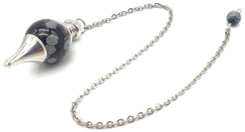 Pendule sphère Obsidienne Neige 4cm