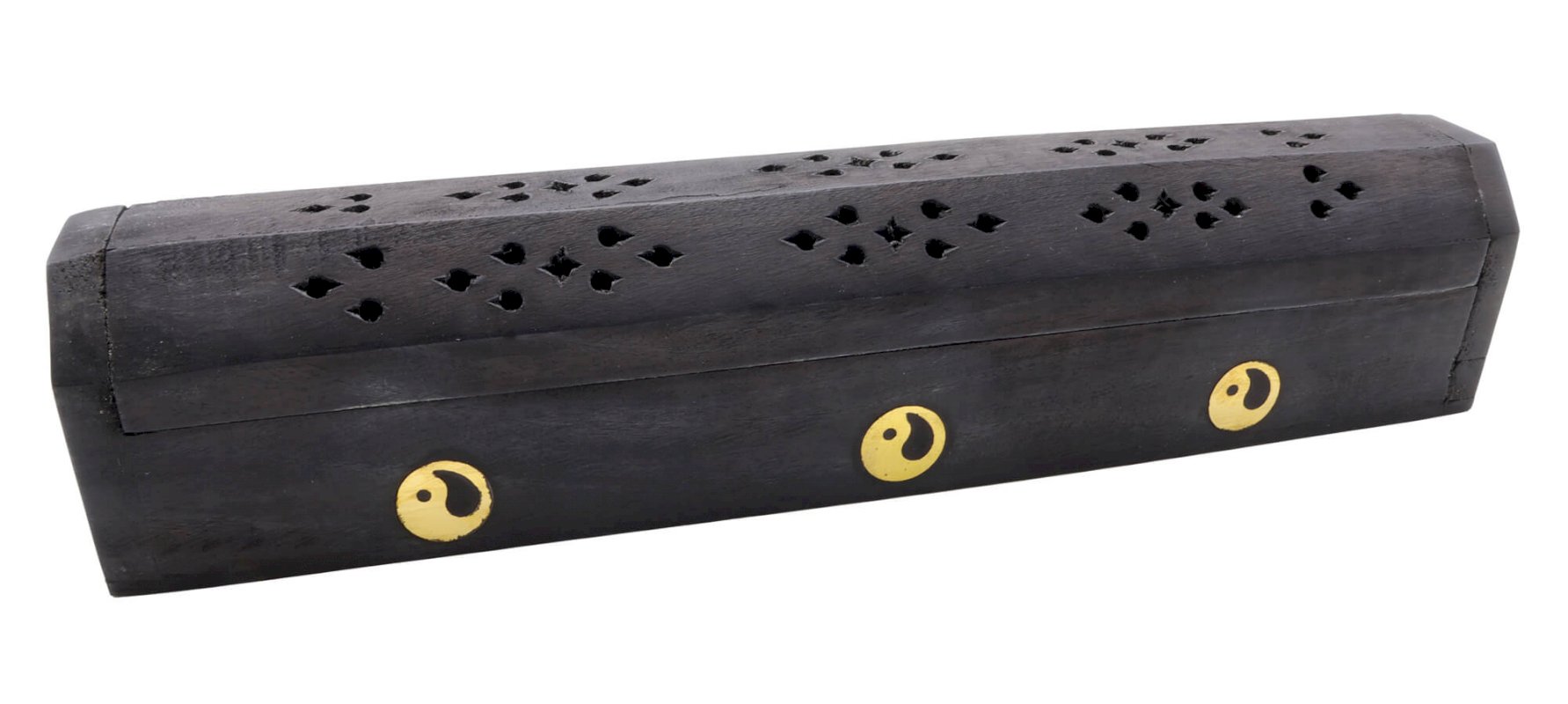 Porte-Encens Bois Coffret Noir Ying Yang 30cm