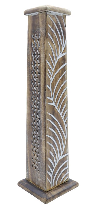 Porte-Encens Bois Tour Feuilles 30cm