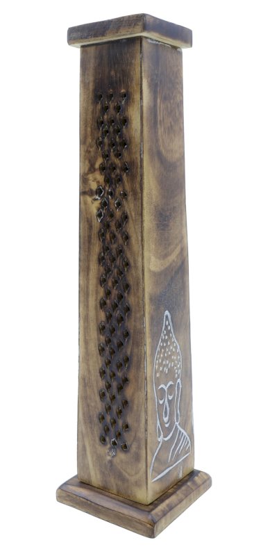 Porte-Encens Bois Tour Bouddha 30cm