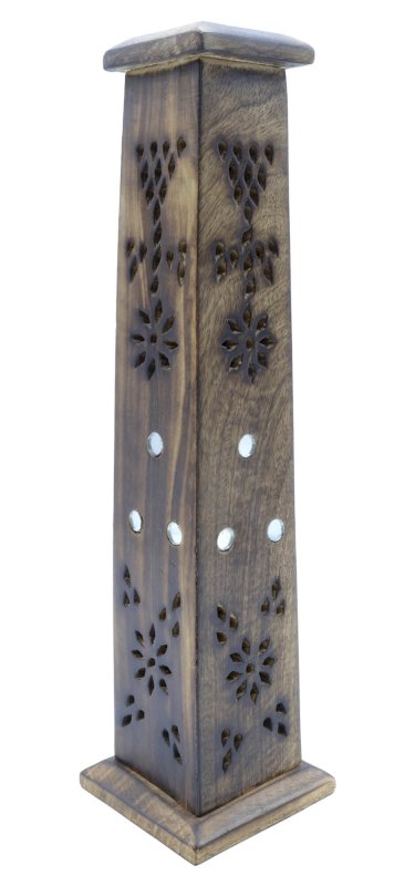 Porte-Encens Bois Tour Motifs 30cm