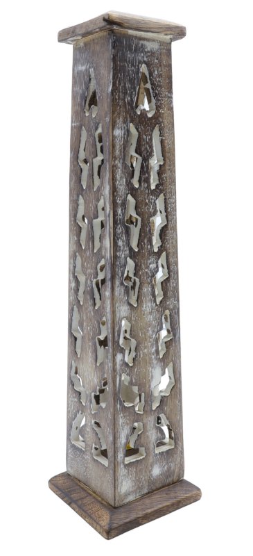 Porte-Encens Bois Tour Eclairs 30cm