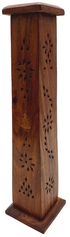 Porte-Encens Bois Tour Bouddha 30cm