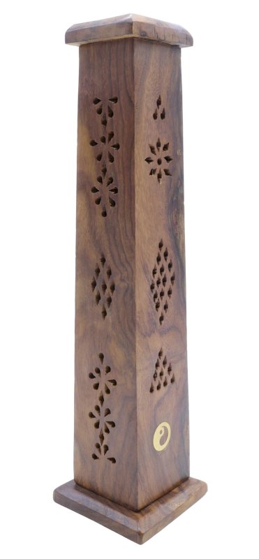Porte-Encens Bois Tour Ying-Yang 30cm