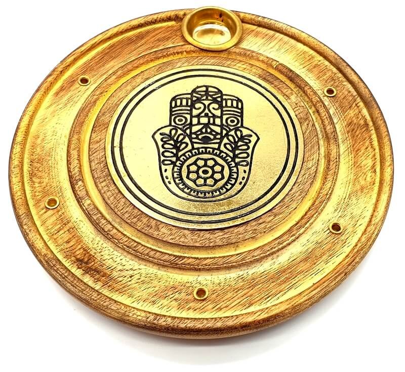 Porte-Encens Bois Rond Main de Fatima 10cm