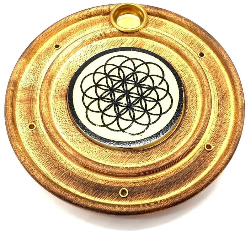 Porte-Encens Bois Rond Graine de Vie 10cm