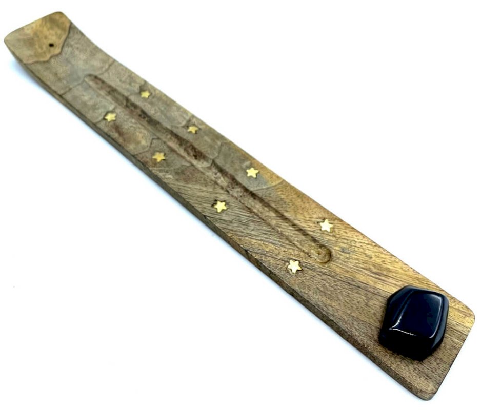 Porte-Encens Bois Ski 25cm + Tourmaline Noire