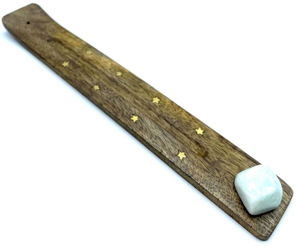 Porte-Encens Bois Ski 25cm + Amazonite