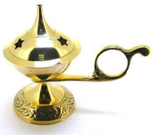 Brûleur Résine Laiton Etoiles Or Anse 8cm