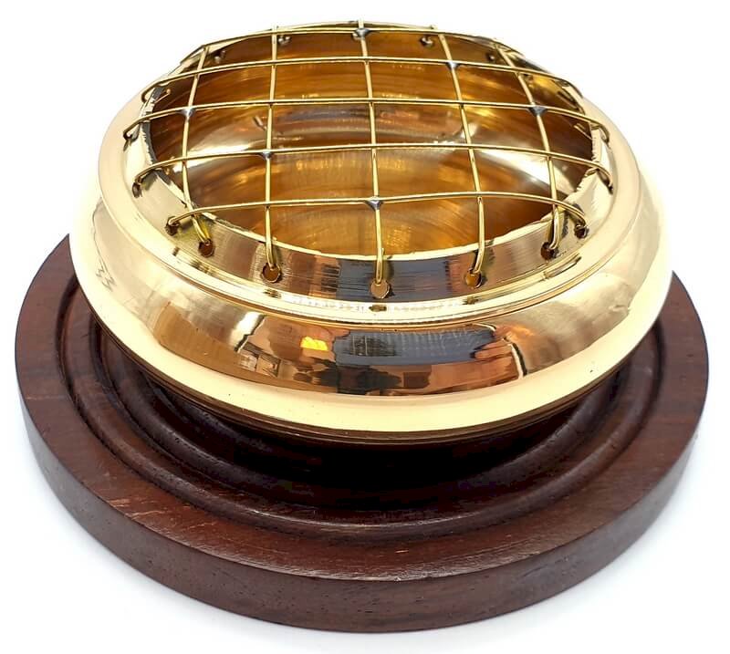 Brûleur Résine Bronze Base Bois 8cm