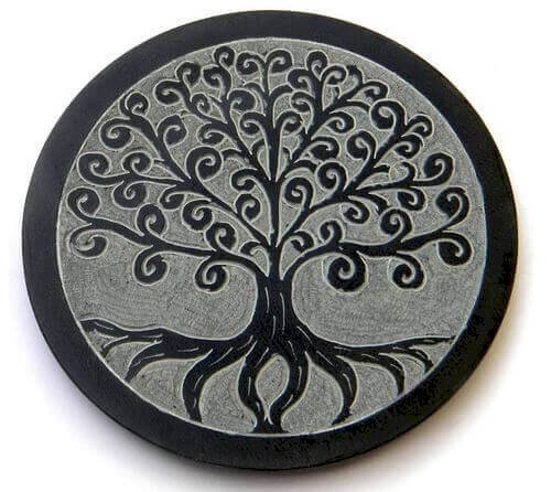 Porte-Encens Pierre Rond Arbre de Vie Racines 10cm