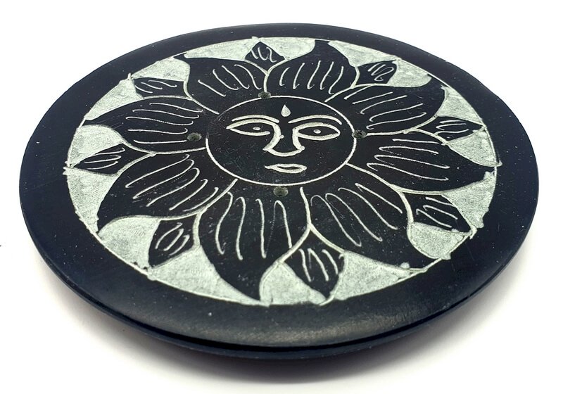 Porte-Encens Pierre Rond Soleil 10cm