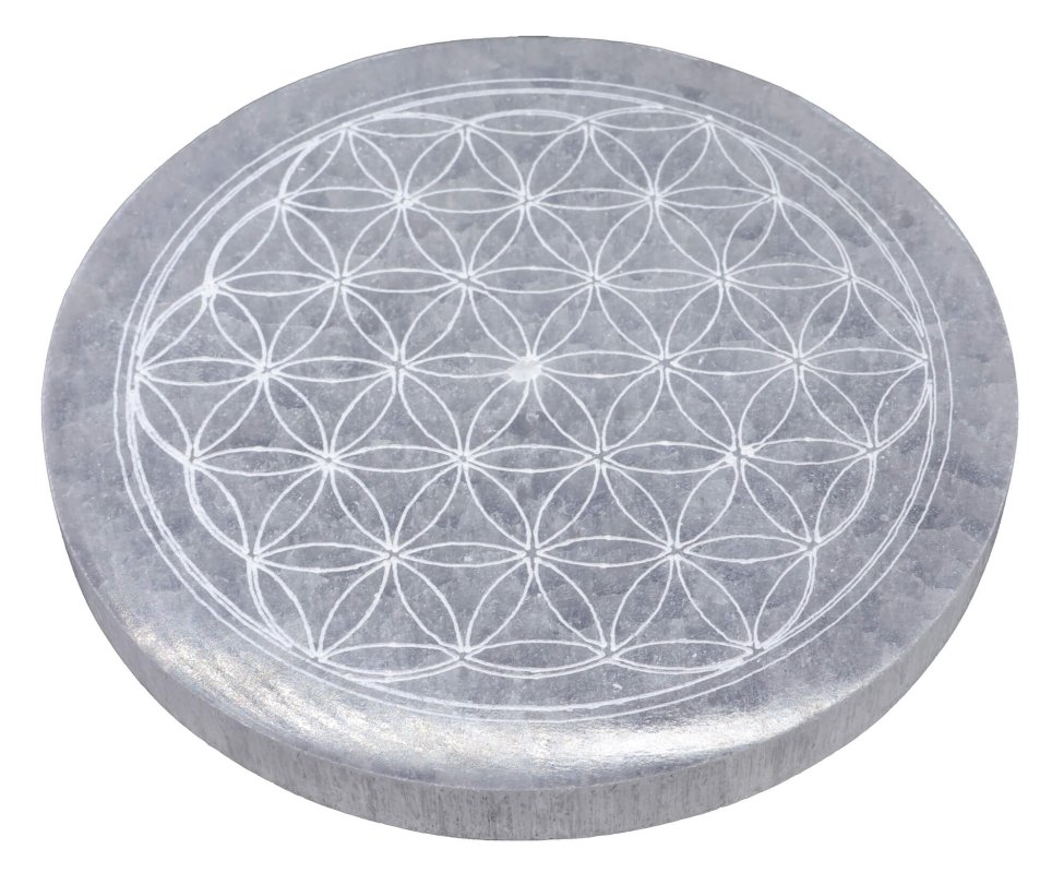 Porte-Encens Sélénite Fleur de Vie 10cm