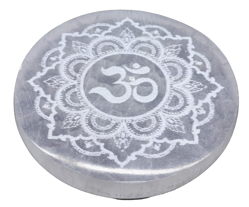 Porte-Encens Sélénite OM Motifs 10cm