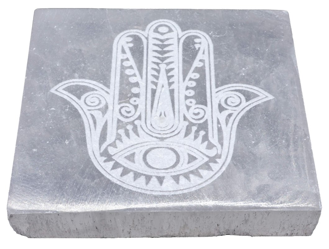 Porte-Encens Sélénite Main de Fatima Carré 10cm
