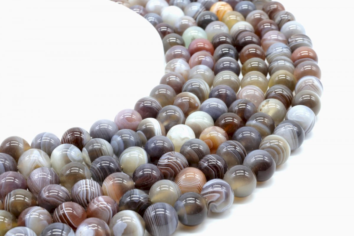 Perles Agate Bostwana 'AA' 10mm sur fil 40cm