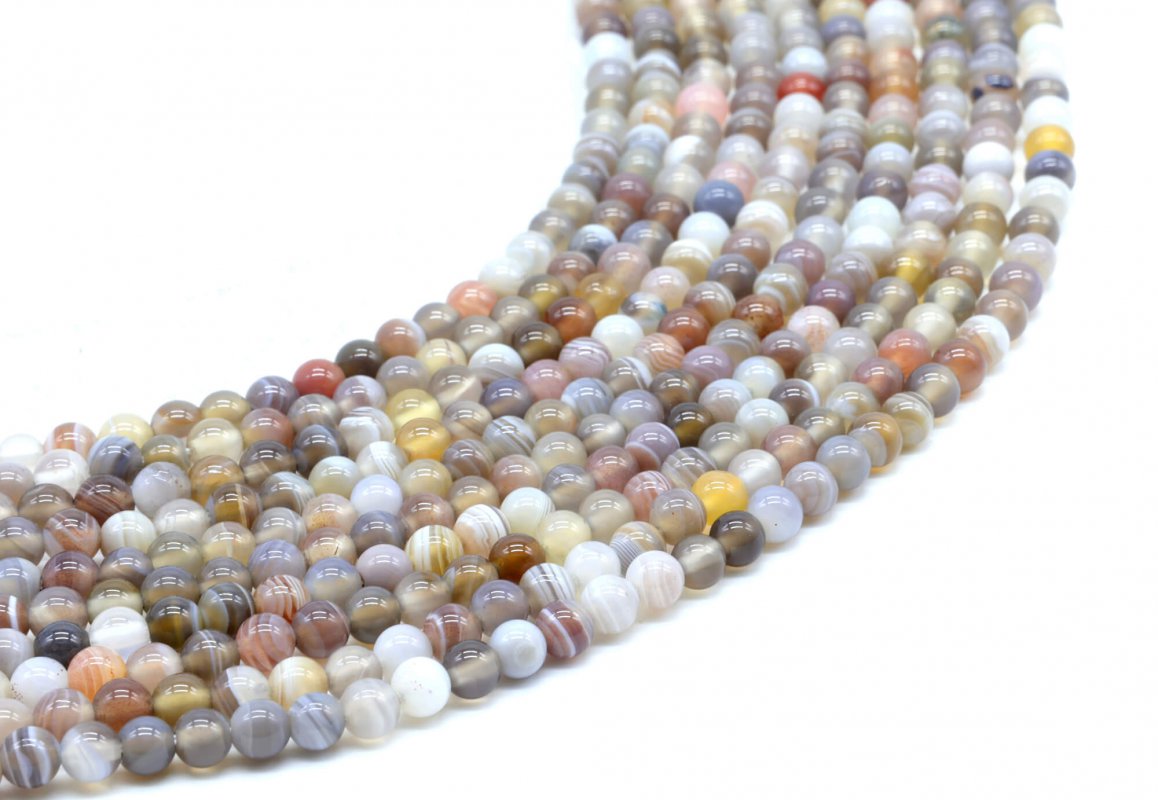 Perles Agate Bostwana 'AA' 4mm sur fil 40cm
