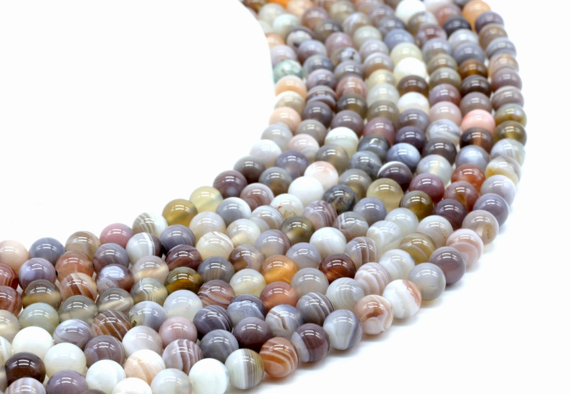 Perles Agate Bostwana 'AA' 6mm sur fil 40cm