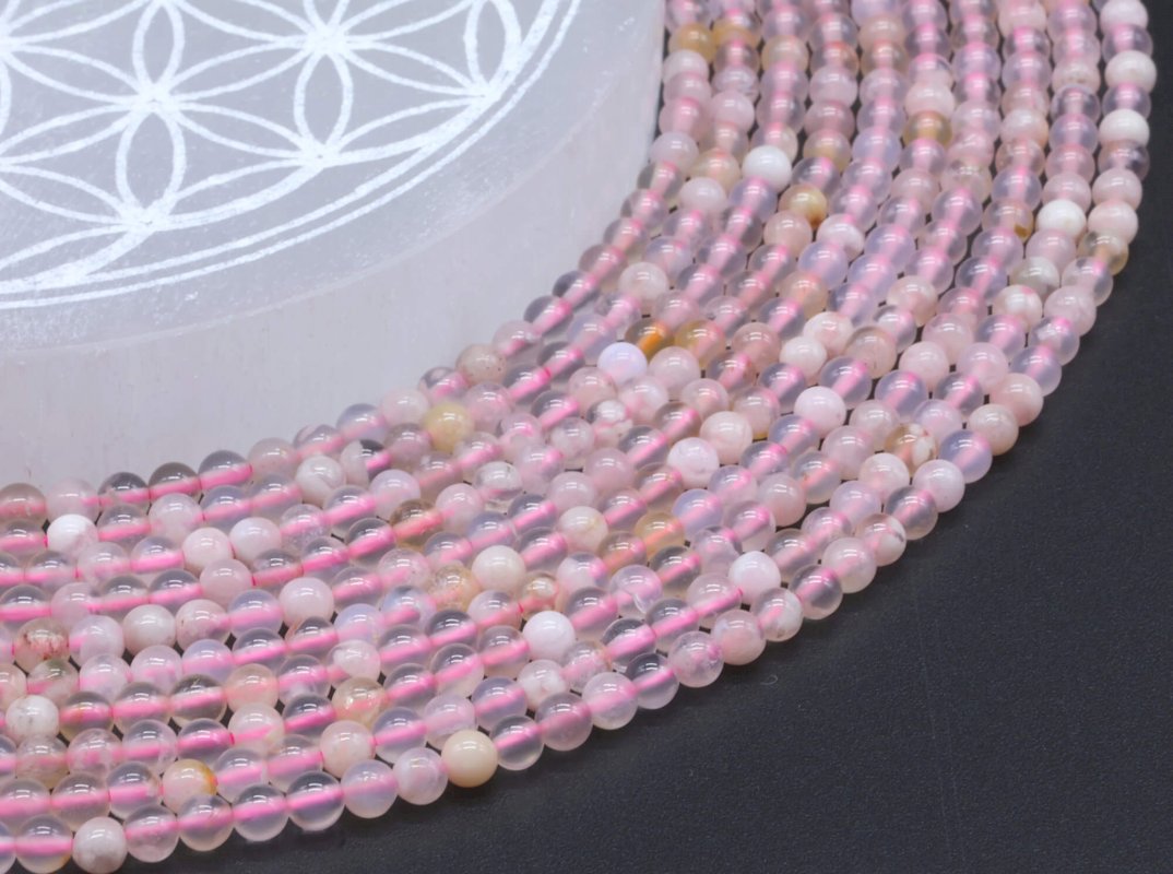 Perles Agate Cerise 4mm sur fil 40cm