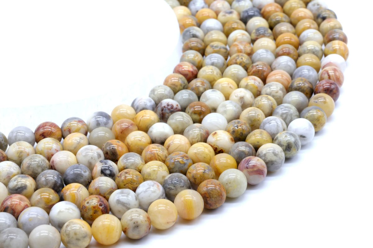 Perles Agate Crazy Lace 8mm sur fil 40cm