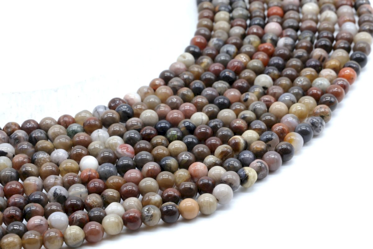 Perles Agate Fossile 4mm sur fil 40cm