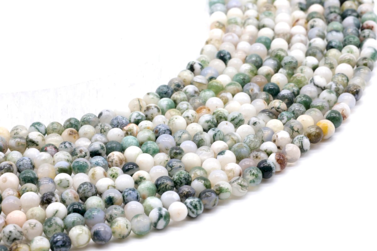 Perles Agate Arbre 4mm sur fil 40cm