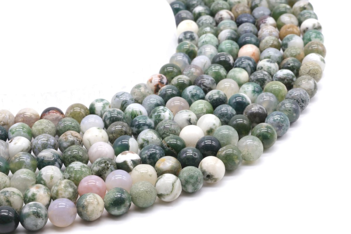 Perles Agate Arbre 8mm sur fil 40cm