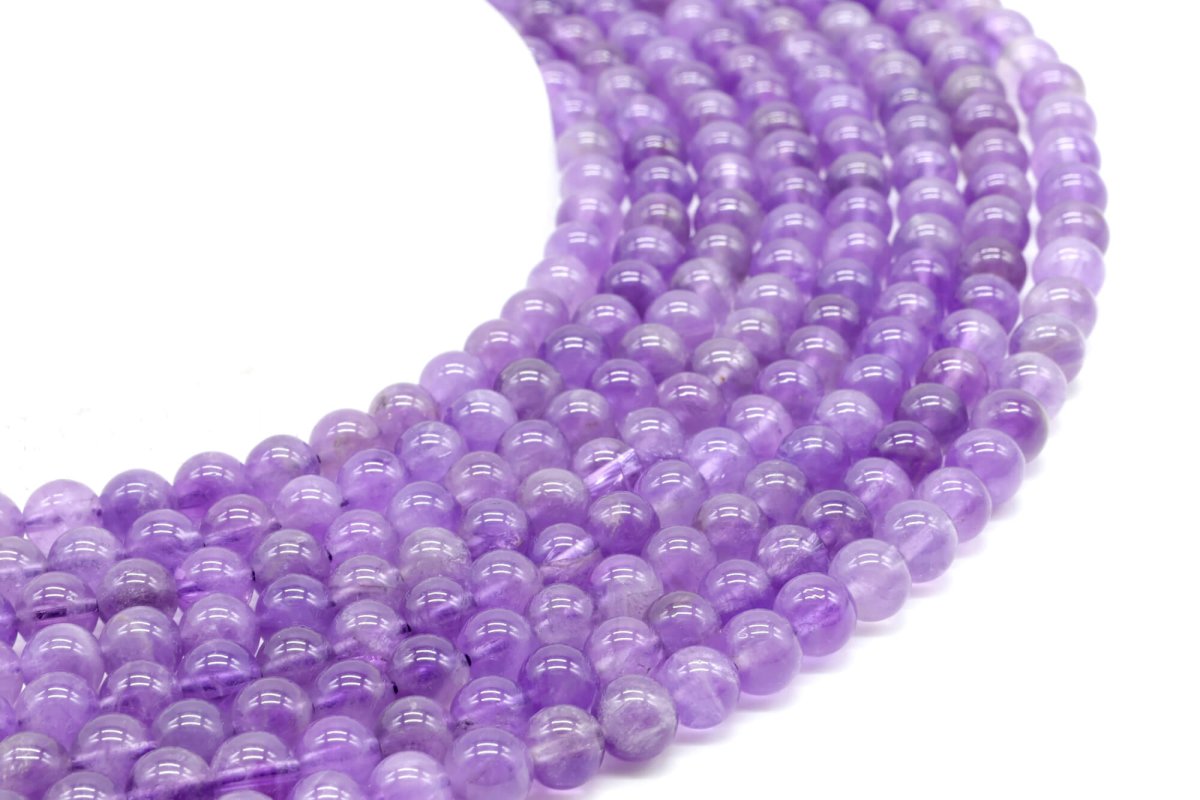 Perles Améthyste 'Purple Light' 6mm sur fil 40cm