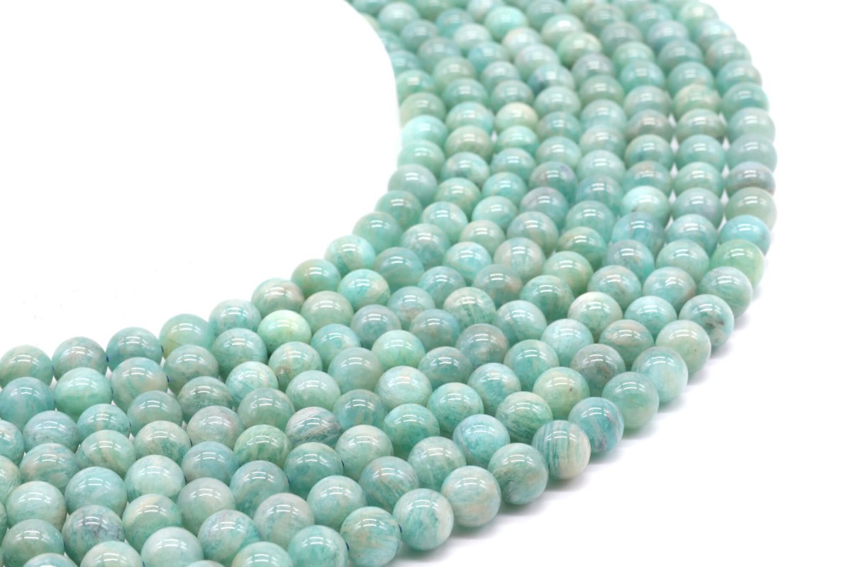 Perles Amazonite 'AA' 6mm sur fil 40cm