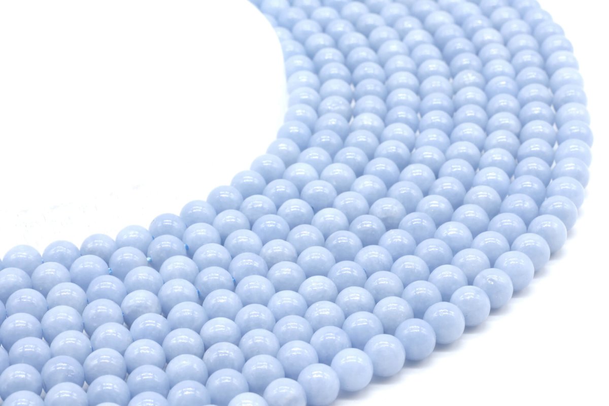 Perles Angélite 6mm sur fil 40cm