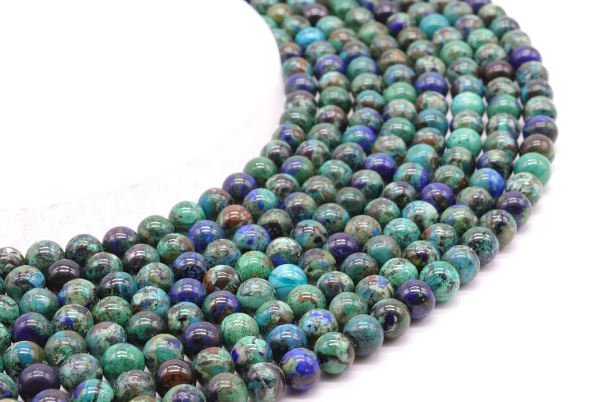Perles Azurite 'AAA' 6mm sur fil 40cm