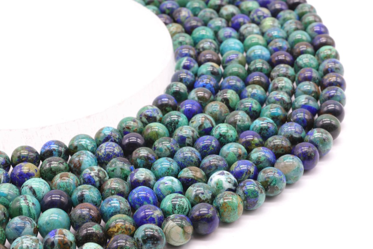 Perles Azurite 'AAA' 8mm sur fil 40cm
