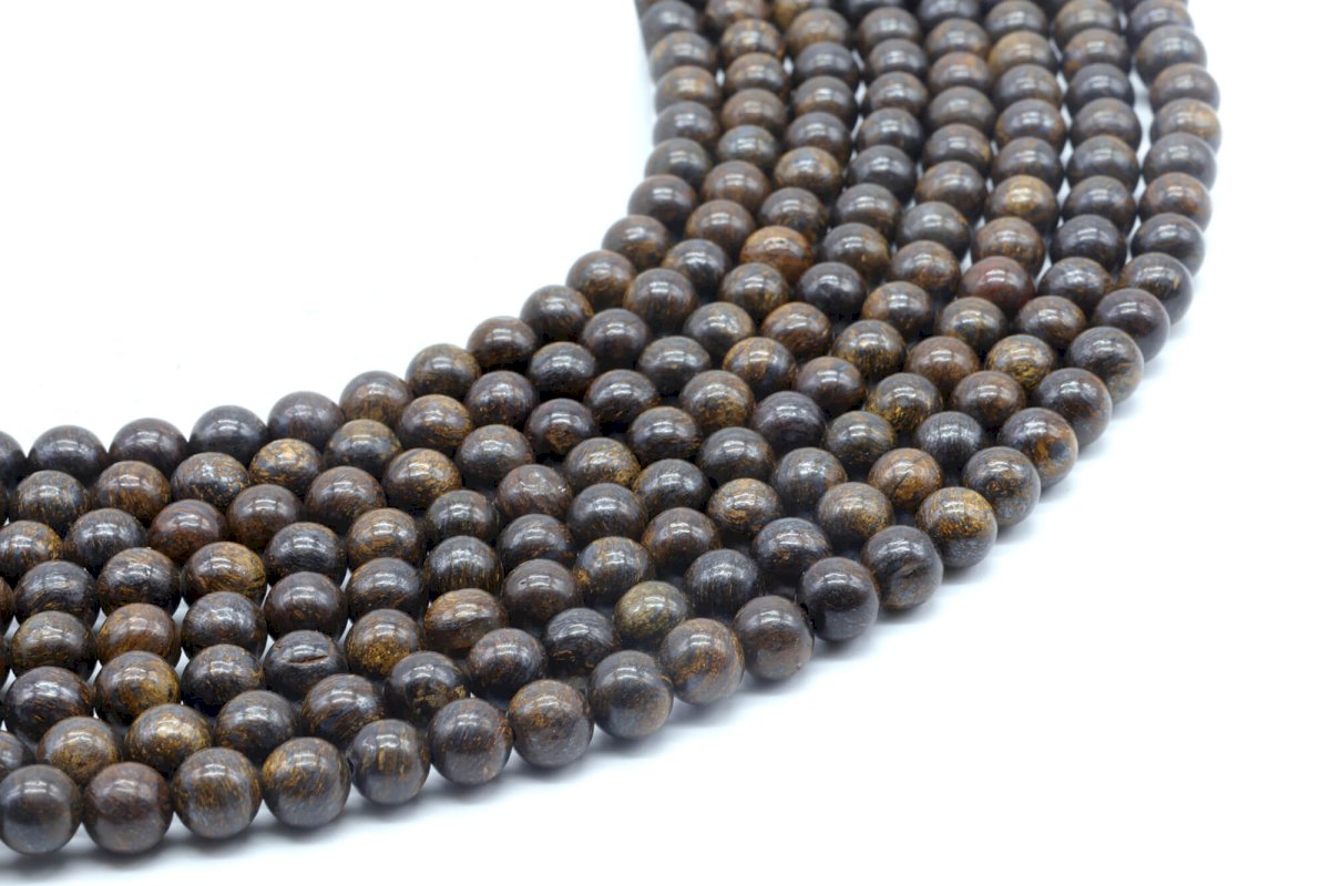 Perles Bronzite 6mm sur fil 40cm