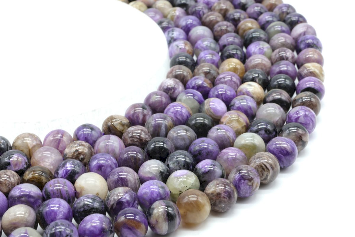 Perles Charoïte 'AAA' 10mm sur fil 40cm