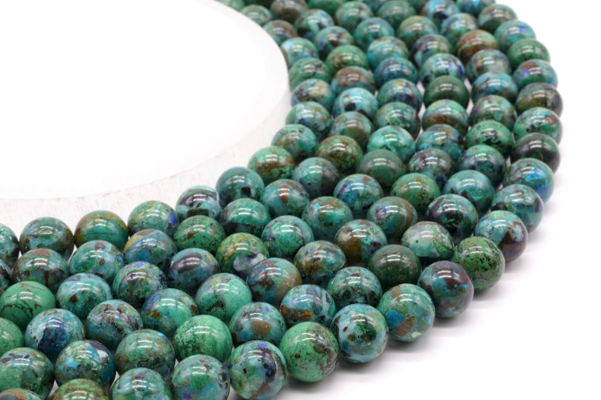 Perles Chrysocolle 'AA' 10mm sur fil 40cm