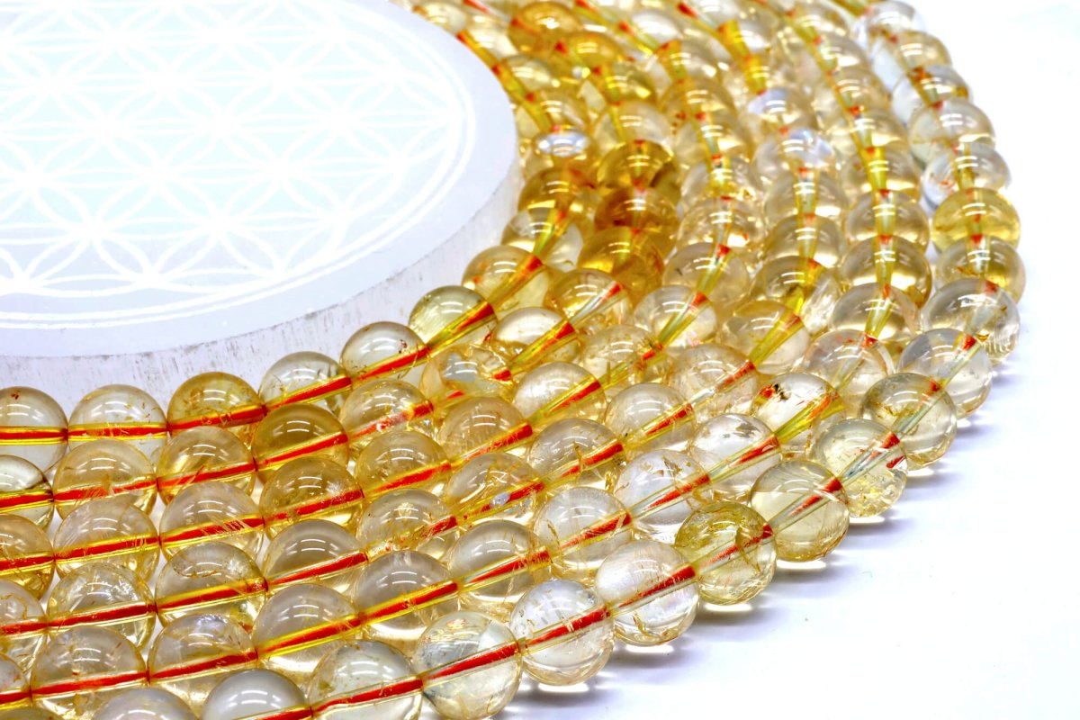 Perles Citrine Naturelle 10mm sur fil 40cm