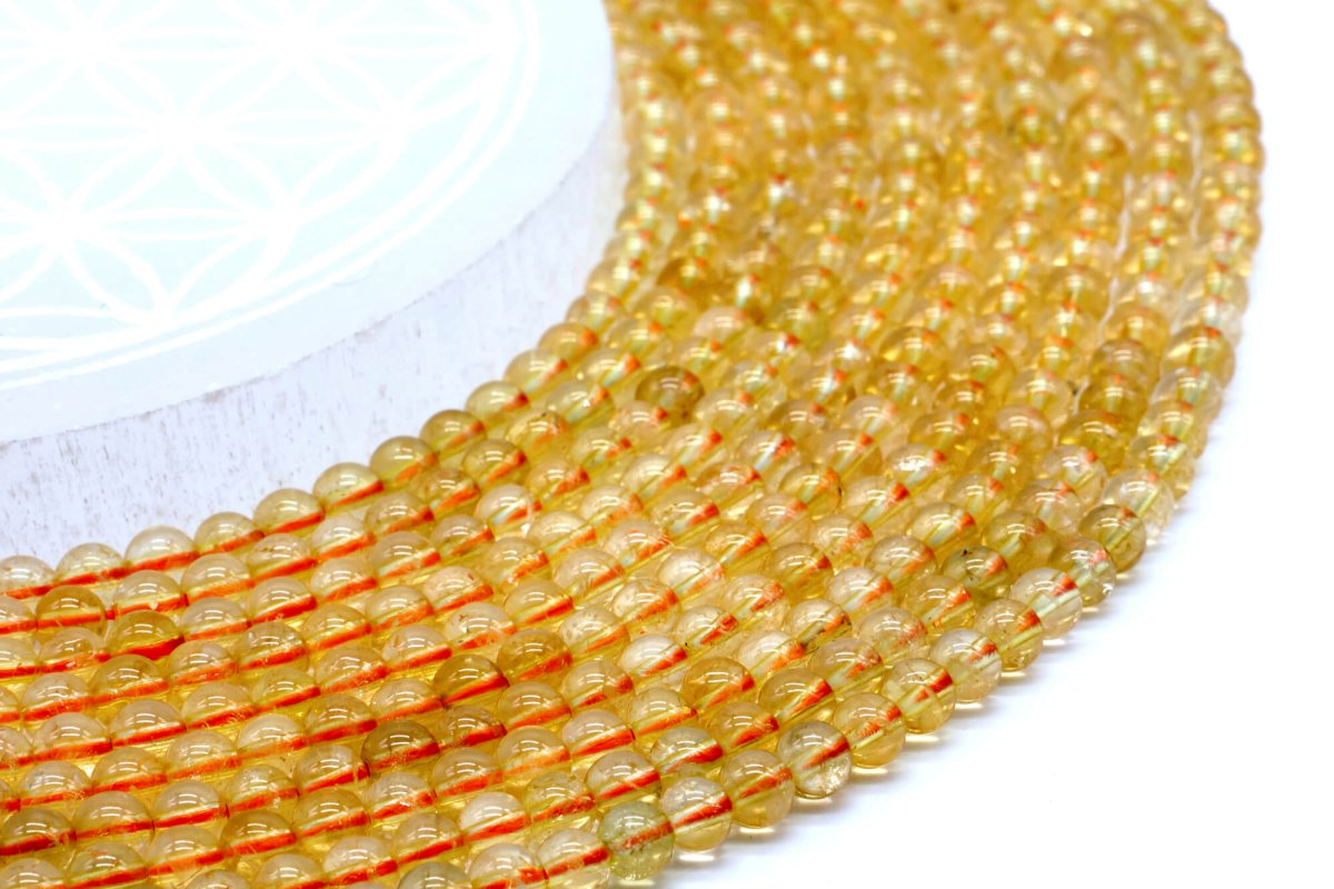 Perles Citrine Naturelle 4mm sur fil 40cm