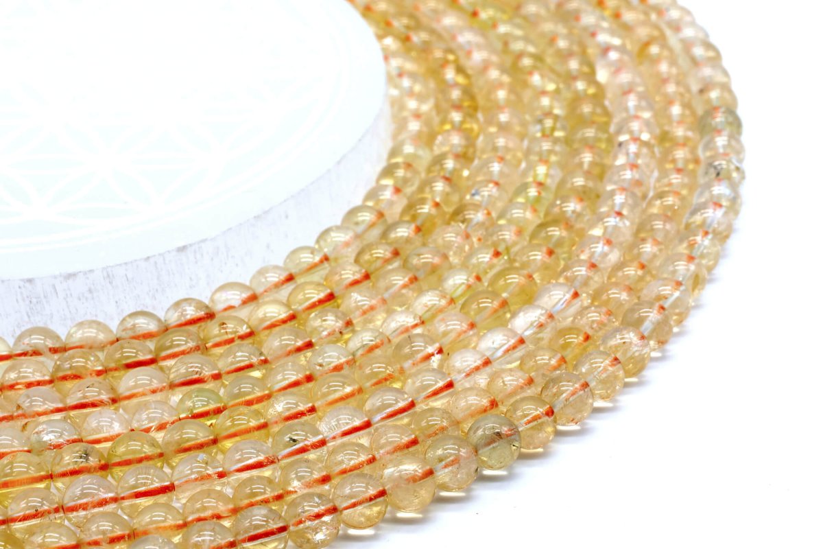 Perles Citrine Naturelle 6mm sur fil 40cm