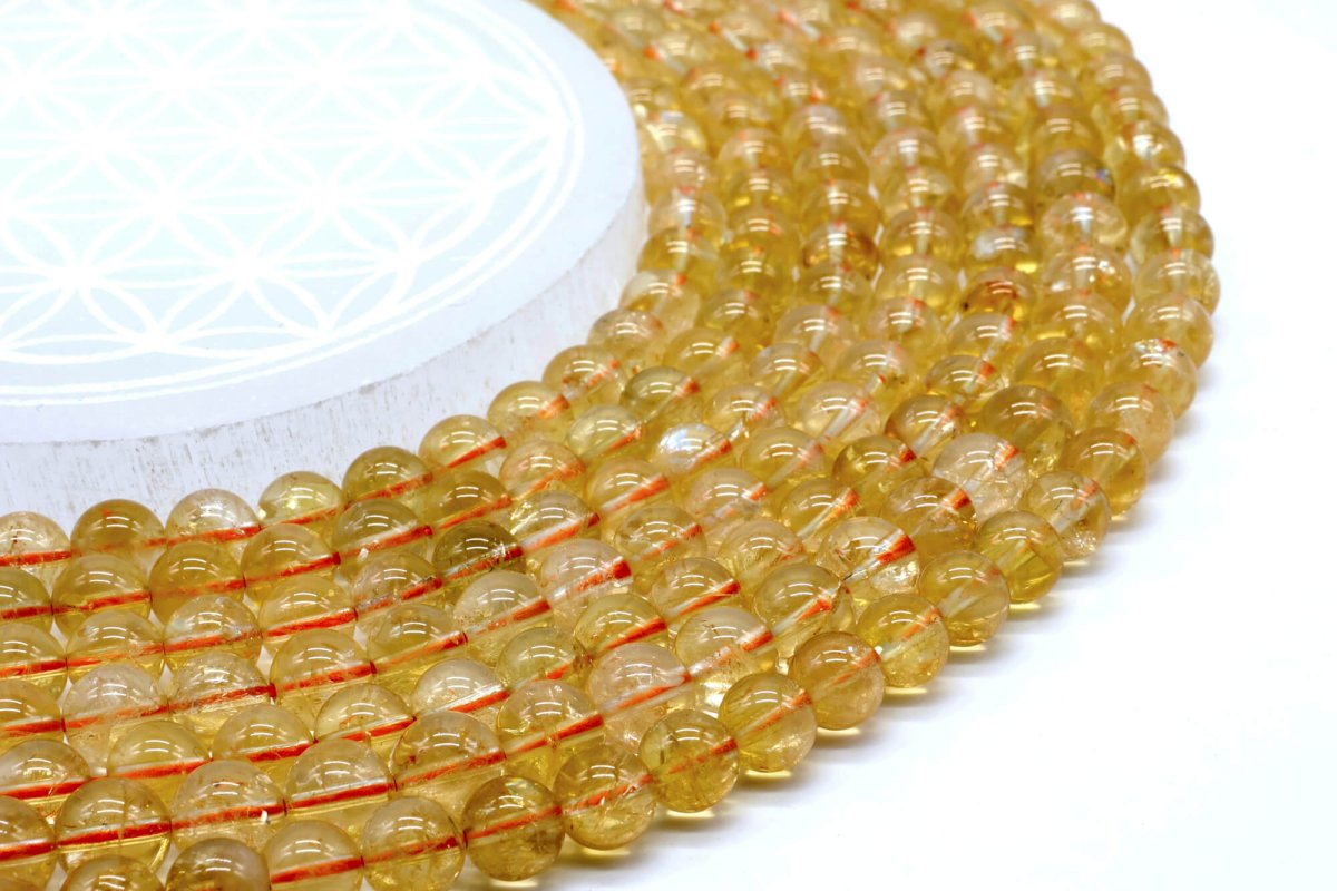 Perles Citrine Naturelle 8mm sur fil 40cm
