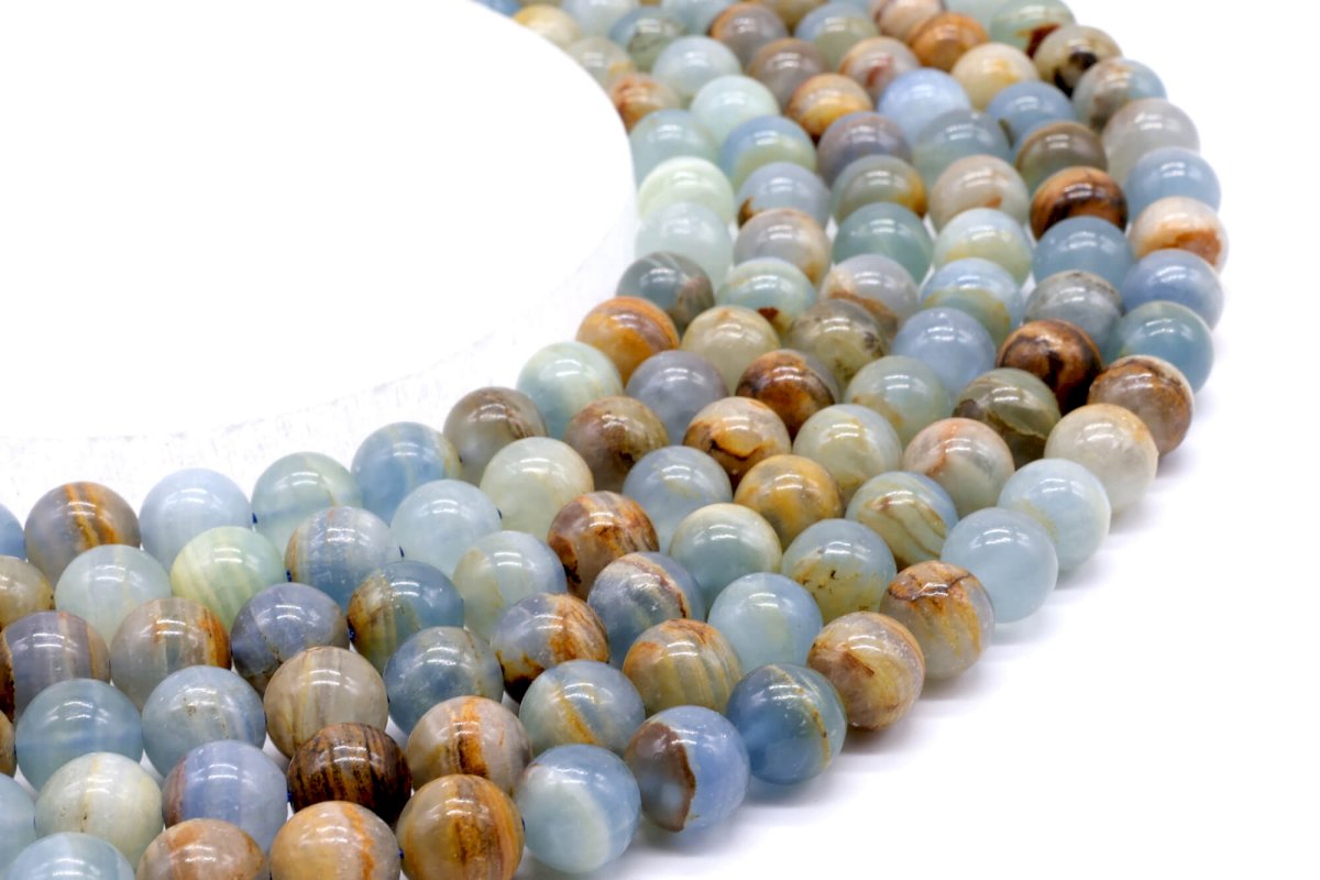 Perles Calcite Bleue 10mm sur fil 40cm