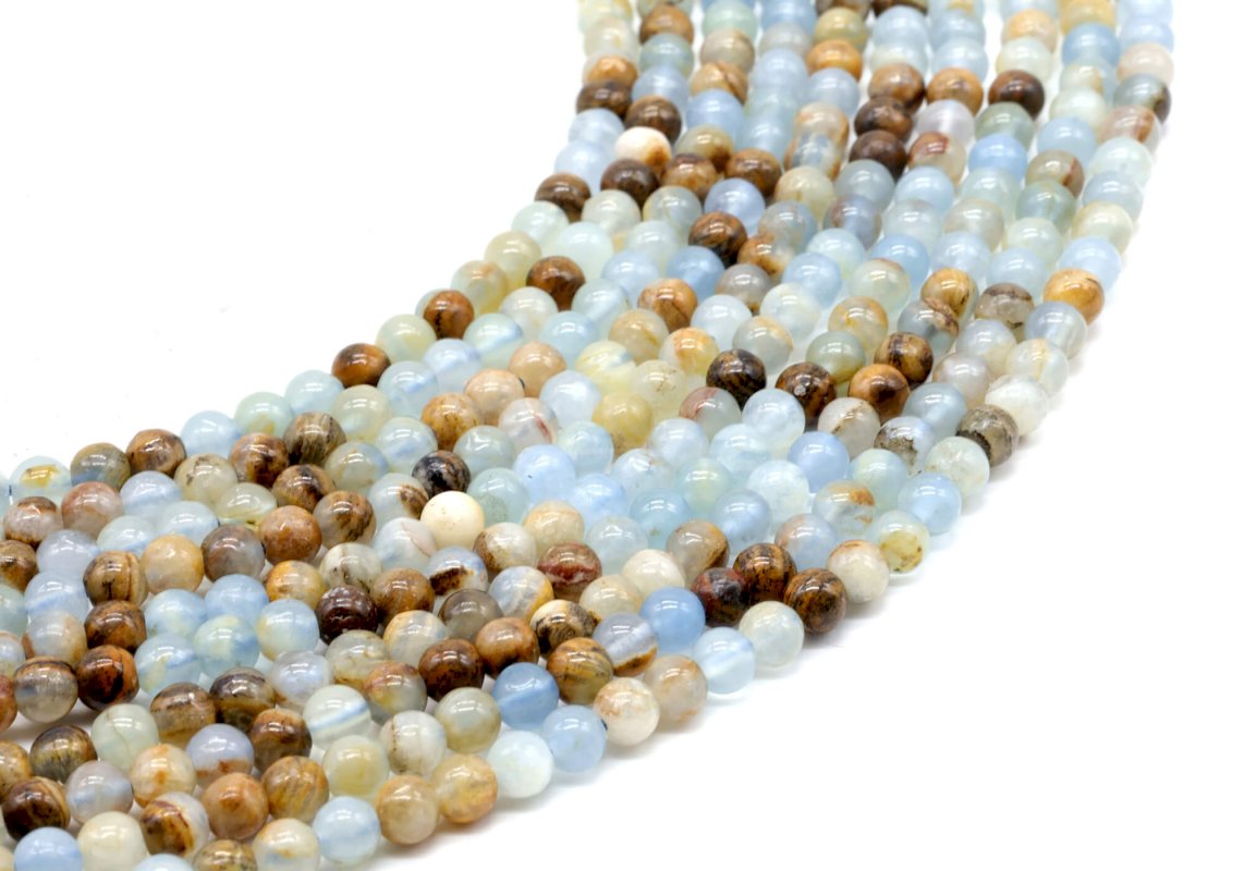 Perles Calcite Bleue 4mm sur fil 40cm